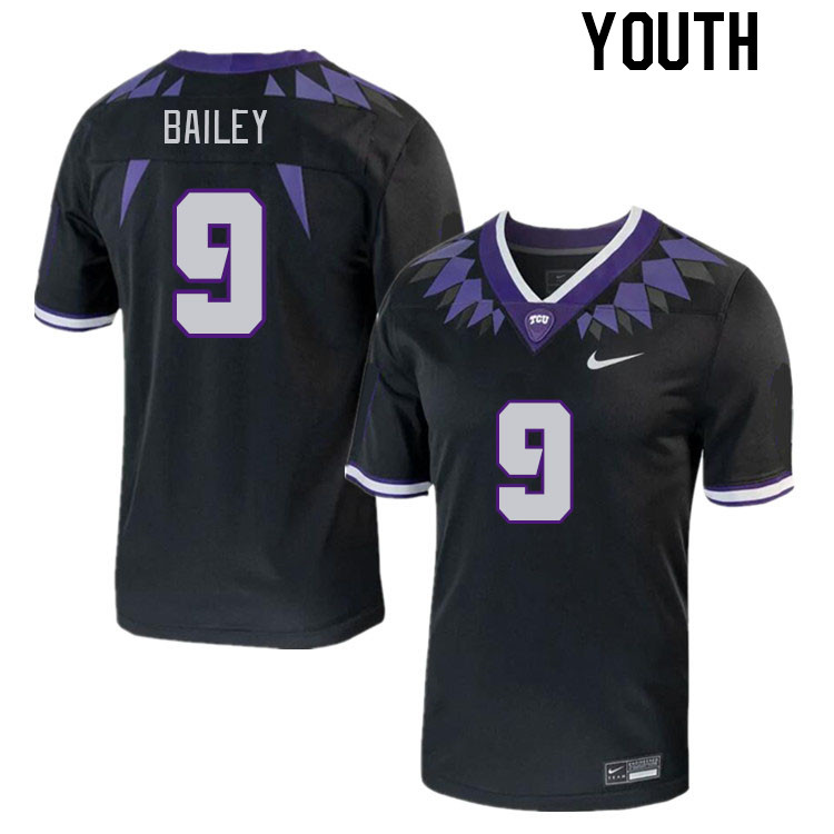 Youth #9 Emani Bailey TCU Horned Frogs 2023 College Footbal Jerseys Stitched-Black